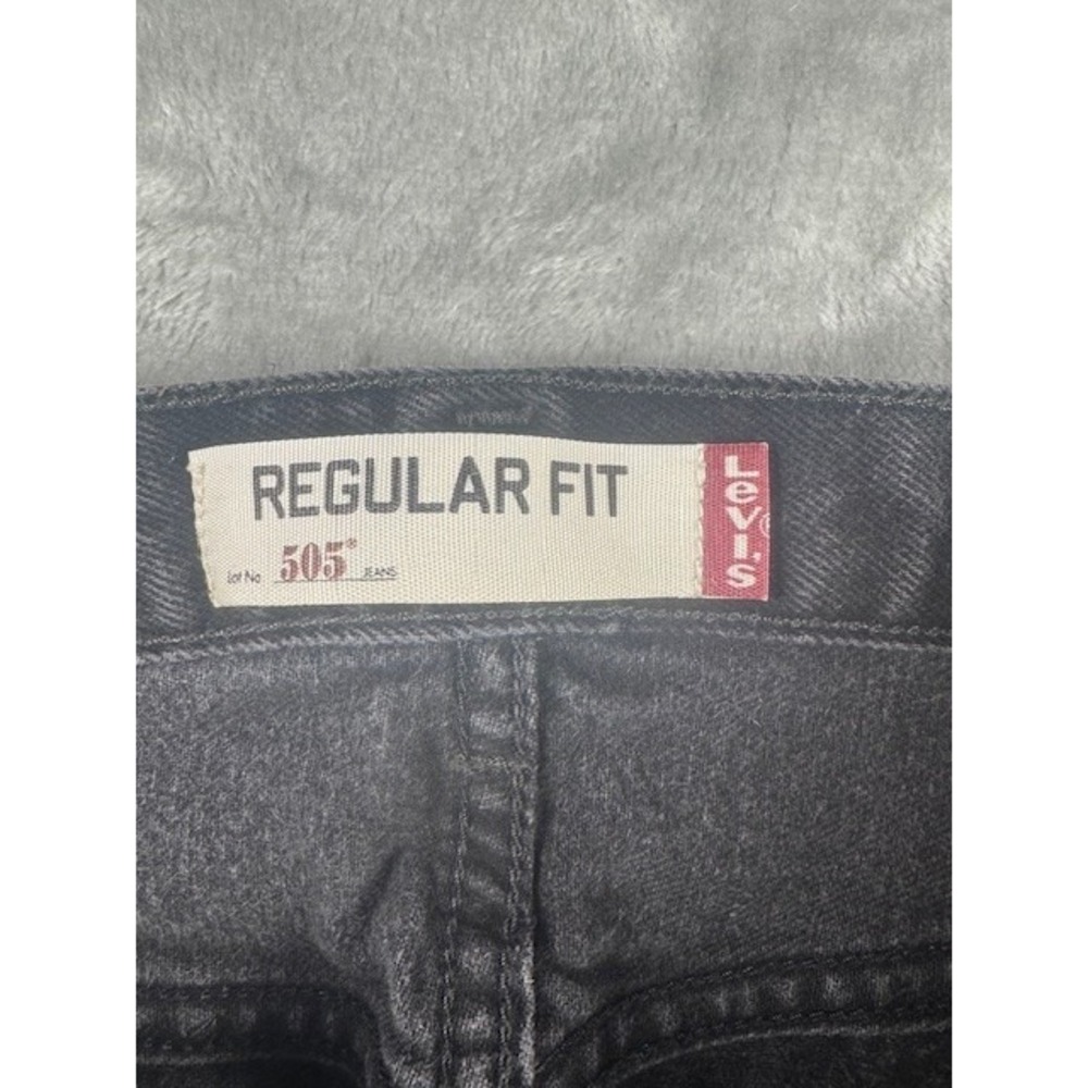 Levi's Jeans Mens 34x32 505 Regular Fit Black Straight Leg Denim Pants - Picture 4 of 8
